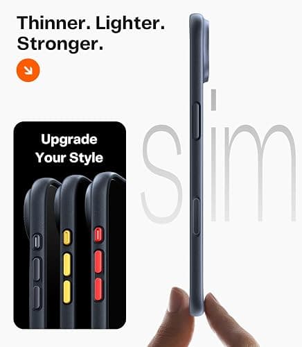 TORRAS for iPhone Air Case, Stronger Magnetic & Thin Fit with MagSafe, Shockproof Slim Case for iPhone 17 Air with Camera Control & Colorful Button, Mil-Grade Drop Tested, Translucent Matte Black thumbnail 2