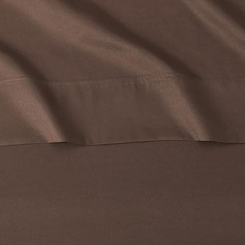 Amazon Basics Lightweight Super Soft, Breathable, Wrinkle-Free Microfiber 4 Piece Bed Sheet Set with 14-Inch Deep Pockets, Queen, Chocolate, Solid thumbnail 4