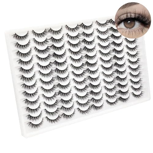 Azenlo False Eyelashes 48 Pairs Faux Mink Lashes 14mm Wispy Lashes 3D Fluffy Cat Eye Lashes Pack Bulk Wholesale Strip Lashes(style 48-045) - Image 1