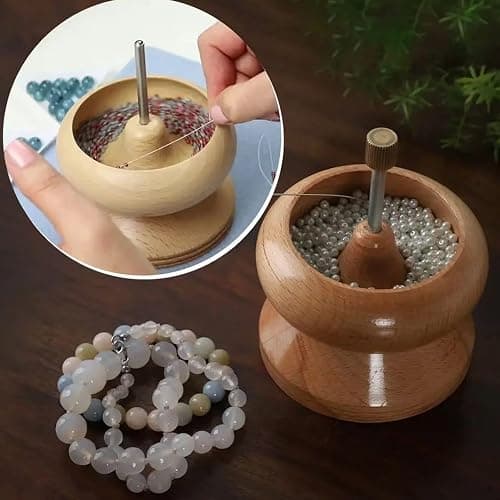 Shop LC Seed Bead Spinner for Jewelry Making Kit Clay Bead Spinner with Big Eye Beading Needle & 3mtr Wire - Necklace Bracelet Maker Wooden Birthday Christmas Gifts - Pinewood thumbnail 5