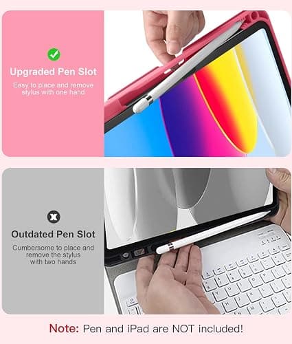 Hamile for iPad 11th 10th Generation Case with Keyboard - 7 Colors Backlit Wireless Detachable Folio Keyboard Cover with Pencil Holder for iPad 11-inch A16 2025 10th Gen 10.9 Inch 2022 (Pink) thumbnail 6