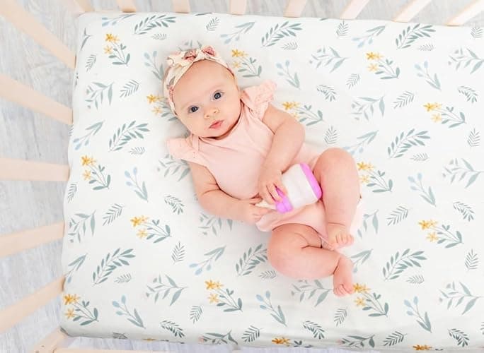 4 Pack Sage Green Fitted Nursery Sheets Neutral Unisex Baby Breathable Sheets for Boys or Girls with Leaf and Flower Design (Crib Sheet) thumbnail 5