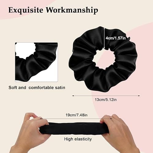 Satin Scrunchies for Women – 8PCS Black Silk Hair Ties – No Crease, Frizz-Free, Gentle Elastic Hair Bands for Thick & Thin Hair, Soft & Stylish Hair Accessories Gifts thumbnail 2