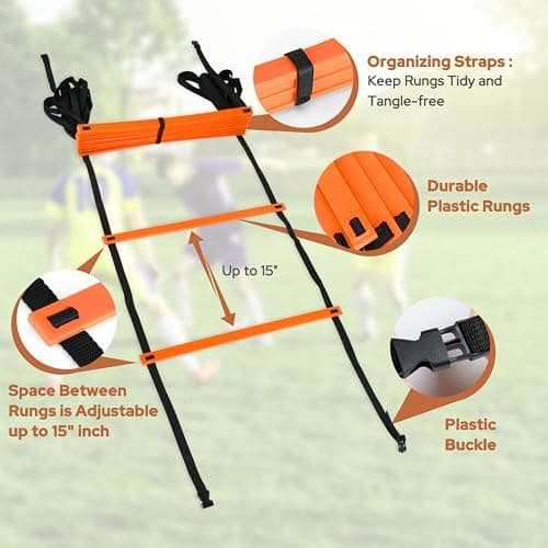 GHB Pro Agility Ladder Agility Training Ladder Speed 12 Rung 20ft with Carrying Bag thumbnail 3