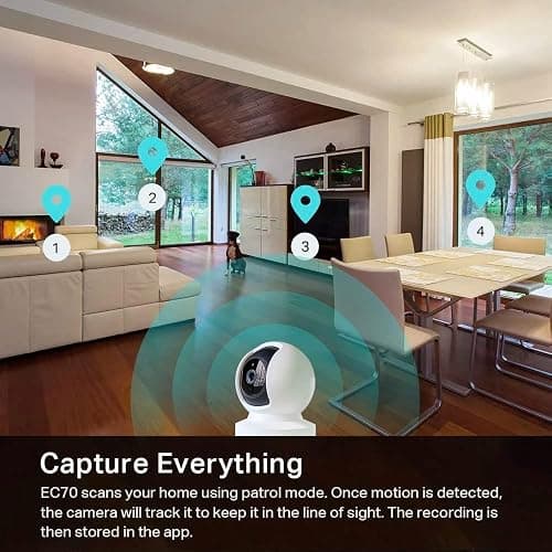 Kasa Indoor Pan/Tilt Smart Security Camera, 1080p HD Dog-Camera,2.4GHz with Night Vision,Motion Detection for Baby and Pet Monitor, Cloud & SD Card Storage, Works with Alexa& Google Home (EC70), White - White - New 1080P thumbnail 3