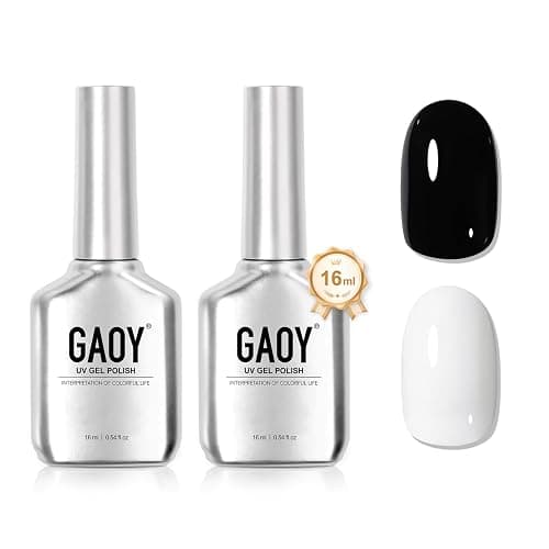 GAOY Gel Nail Polish Kit, Black and White 2 Colors 16ml Soak Off UV Gel Polish Set Highly Saturated for Nail Art DIY Manicure at Home - Image 1