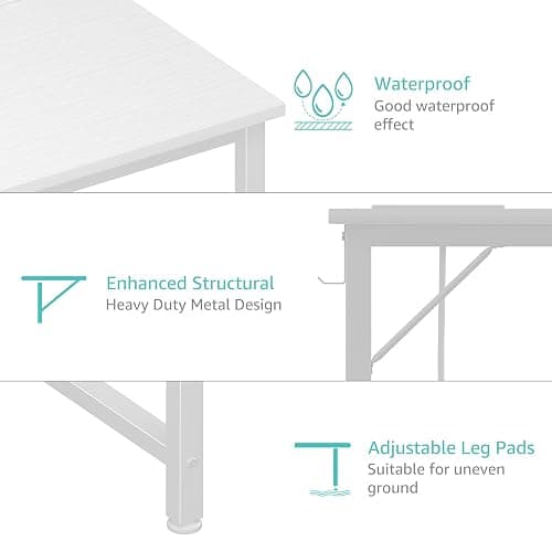 Lufeiya White Computer Desk with Power Outlet, 55 inch Teen Study Table Home Office Work Writing Gaming Desks with Charging Station Outlets Built in, White thumbnail 7