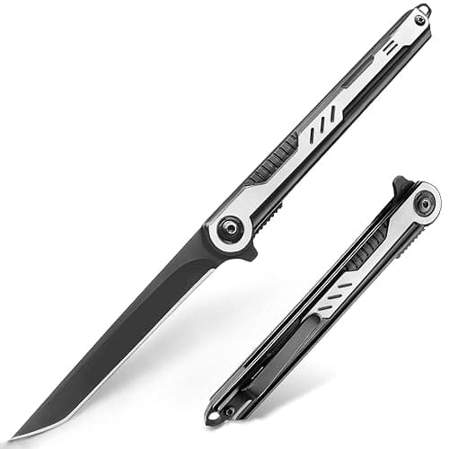 QZL EDC Folding Pocket Knife for Men,Slim Tanto knives with Clip and Glass Breaker, Gentleman's Knife with 7CR13Mov Steel Blade for Everyday Carry, Outdoor Camping - Image 1