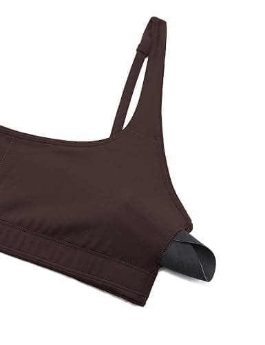CRZ YOGA Butterluxe Square Neck Sports Bras for Women - Spaghetti Strap Yoga Wireless Low Coverage Padded Cami Crop Top thumbnail 4