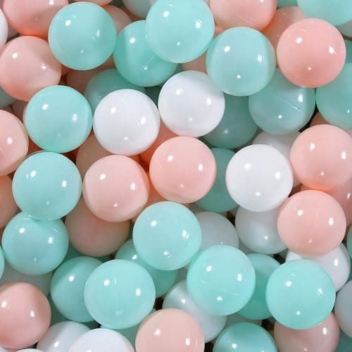 GOGOSO Ball Pit Balls Stars Moon Shapes Plastic Pitballs for Toddler Play Tent Baby Photo Props Kids Pool Water Toys Kiddie Pool Party Decor, Cream Blue+Yellow+Green+White,100PCS thumbnail 9