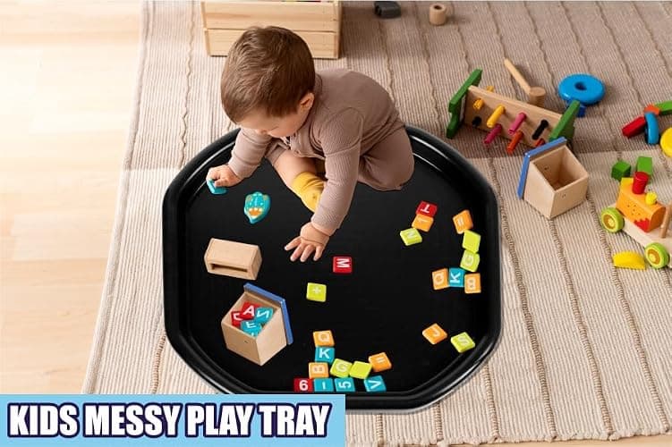 Small Mixing Tray 70cm x 70cm Octagonal Sand Pit Tray concrete and Mortar Mixing Tray Kids Messy Activities Plastic Tuff Spot Board Water Sand Activities Sand Plastering (Set Of 1, Black) thumbnail 2