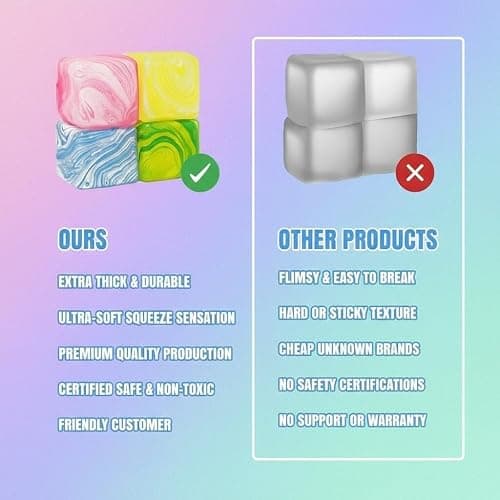Swirl Fidget Toy Stress Cube: 4 Pack Ice Cube Squishy Fidget Toys | Sensory Toys Stress Balls Filled with Thick Substance for Anxiety Stress Relief, Fidgets Cube for Adults Kids Children Teens thumbnail 5