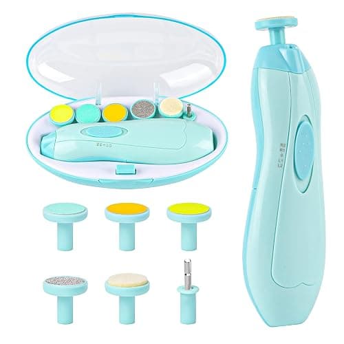Lupantte Baby Nail Filer and Baby Nail Clippers with Light Set, Electric Infant Nail Trimmer Kit, Safe Baby Grooming Kit, for Newborn Toddler Kids Toe and Fingernail, Polish and Trim - Green - Image 1