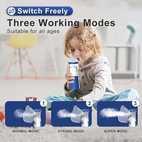 Portable Nebulizer Machine for Adults & Kids - Easy-to-Use Handheld Nebuliser with Mouthpiece & 2 Masks for Home & Travel thumbnail 2