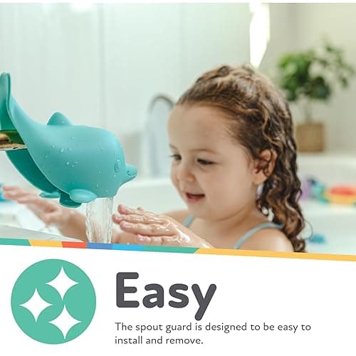 Nuby Bathtub Safety Spout Guard - Compatible with Most Standard Faucets - Bath Toys - Dolphin - Dolphin thumbnail 4