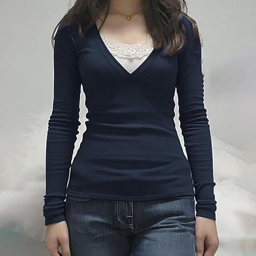 Fairy Grunge Y2K Shirts for Women Long Sleeve Lace Patchwork Tees Tops Teen Girls Aesthetic Vintage Slim Blouse thumbnail 3