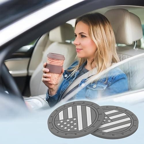 AUCELI 4 Pack Car Cup Holder Coasters, Colored American Flag US Flag Insert Car Cup Coaster, 2.75 Inch Anti Slip Shockproof Embedded Drink Mat, Vehicle Interior Decor Accessories thumbnail 6