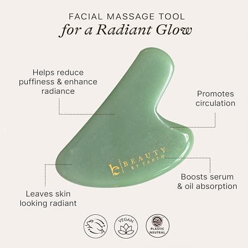Jade Gua Sha - Smoothes Fine Lines & Wrinkles, Stocking Stuffers for Women, Face Sculpting Tool for Face Massage, Jaw Massager, Facial Massage Tools, Small Gifts for for Women and Teenage Girls thumbnail 3