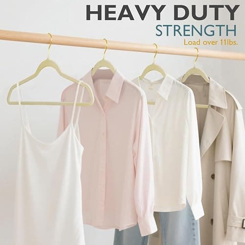 ManGotree Velvet Coat Hangers with 360° Swivel Gold Hook, Non-Slip Felt Suit Hangers, Slim Space Saving Clothes Hanger for Jacket, Sweater, Shirt, Dress, Pants (36 Pack, Beige) thumbnail 4