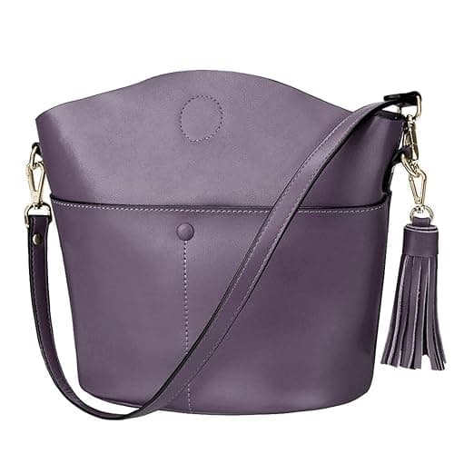 S-ZONE Leather Crossbody Bucket Bag