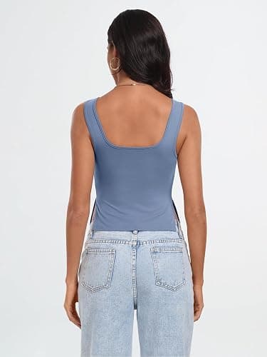 Trendy Queen Double Lined Crop Tank Top for Women Cute Summer Backless Shirt Spring Y2K Top Junior Going Out Concert Vacation thumbnail 5