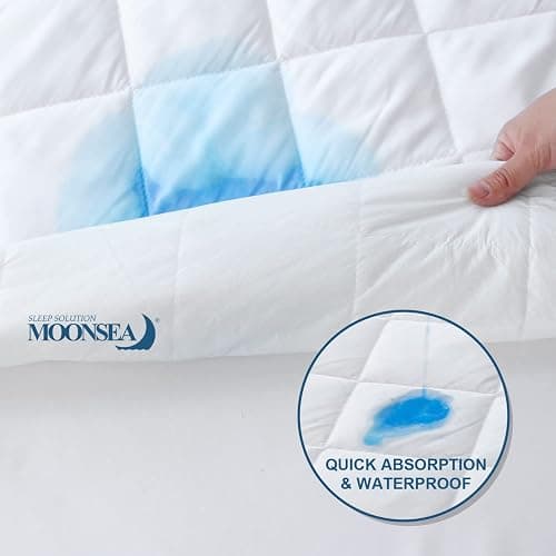 Twin XL Mattress Topper Pad Protector Quilted Waterproof, Absorbent Twin Extra Long Mattress Topper Cover for College Dorm Room Essentials for Girls,Deep Pocket Stretches up to 16 Inch thumbnail 4