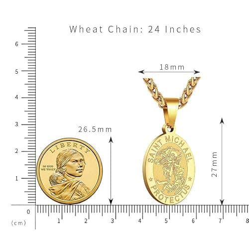 Zocomi Catholic First Communion/Confirmation Gifts for Boys Men,Saint Christopher/Michael/Anthony/Jude/Joseph Medal Necklace，Oval Saint Patron Medal Religious Amulet Gifts thumbnail 7