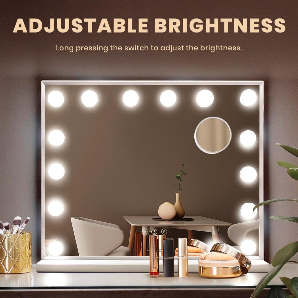 Simplus Vanity Makeup Mirror with Lights Hollywood LED Mirrors Stand Wall Mounted, Smart Touch Control Screen, 14 Dimmable LED Lights Stable Base White, 50x42cm - 50x42cm $89.99 thumbnail 5