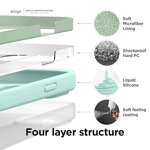 elago Compatible with iPhone 14 Case, Liquid Silicone Case, Full Body Protective Cover, Shockproof, Slim Design, Anti-Scratch Soft Microfiber Lining, 6.1 inch (Aqua Sky) thumbnail 5