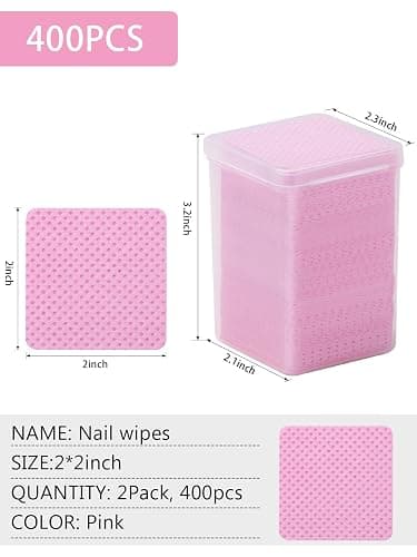 TEOYALL Lint Free Nail Wipes, 400 PCS Non-Woven Fabric Nail Cleaning Pads Pink Lash Extensions Glue Cleaning Wipes Salon Supplies thumbnail 5