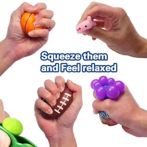 24 Pack Fidget Toys for Adults with Liquid Motion Timer Mochi Squishy Stretchy String Flippy Chain Easter Egg Marble Mesh Squeeze Bean Stress Ball for Gift thumbnail 5