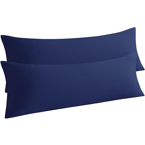 NTBAY Body Pillow Cases Set of 2, 2 Pack Brushed Microfiber 20x54 Pillow Cases, Soft, Wrinkle, Fade, Stain Resistant Navy Blue Pillow Cases with Envelope Closure, 20x54 Inches, Navy Blue - Image 1