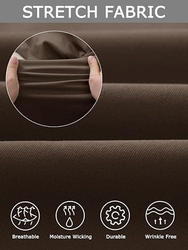 Plaid&Plain Men's Dress Pants Slim Fit Stretch Khaki Pants Wrinkle Free thumbnail 5