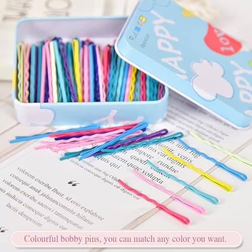100 PCS Bobby Pins,Colorful Hair Pins with Cute Box,Metal Bobby Pins for Thick Hair,Great for All Hair Types Hair Pins for Girls Women (2.16 Inch),multicolor thumbnail 6
