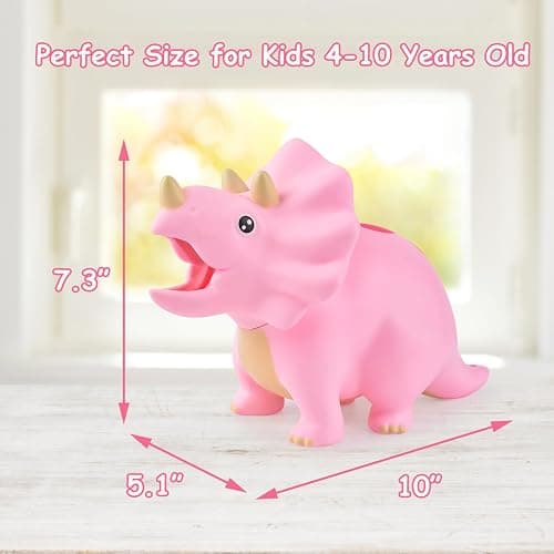 PJDRLLC Dinosaur Toys for Kids - Dinosaur Piggy Bank for Girls, Unbreakable Plastic Money Coin Bank, Great Gifts for Birthday, Easter, Christmas (Pink) thumbnail 3