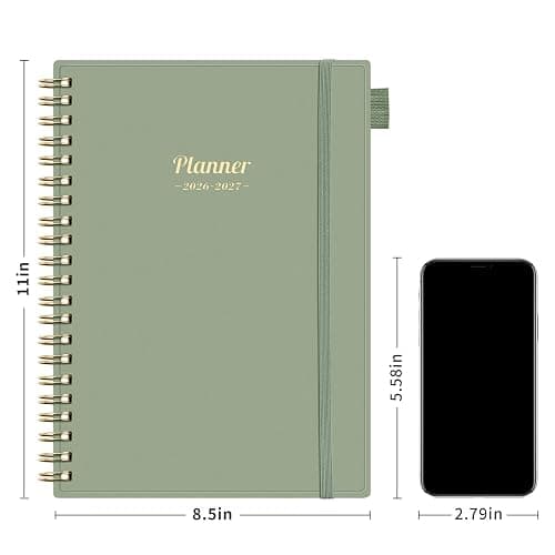 AHGXG Academic Planner 2026-2027, July 2026 - June 2027, Weekly and Monthly, 8.5" x 11", Calendar, Agenda for Women, Teacher, Student, School, 12-Month Tabs (Light Green) thumbnail 8