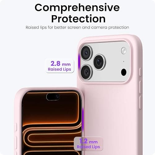 ORNARTO for iPhone 17 Pro Max Case, Liquid Silicone, Chalk Pink | 4-Layer Liquid Silicone Rubber, Soft Touch Feel, Slim Shockproof Case, Raised Edges, Anti-Scratch, Microfiber Lining thumbnail 4