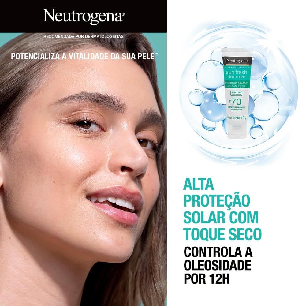 Neutrogena Sun Fresh Protetor Solar Facial Para Pele Oleosa Derm Care Sem Cor FPS 70, 40g - Sem Cor - Fps 70 thumbnail 7