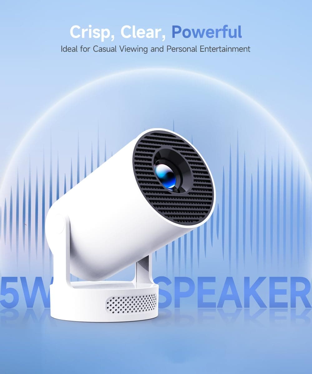 Mini Projector 4K Support with WiFi 6 and Bluetooth 5.4, 5w Soundbase Speaker, Auto Vertical Keystone 180°Rotatable Portable Proyector for Home Bedroom Outdoor (5w Speaker & Manual Focus) thumbnail 3