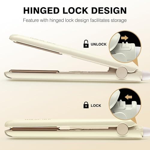 MiroPure 1 Inch Flat Iron, Hair Straightener with 30S Fast Heating & 60min Auto Shut-Off, Hair Straightener and Curler 2 in 1 with 3D Ceramic Floating Plates, Beige thumbnail 6