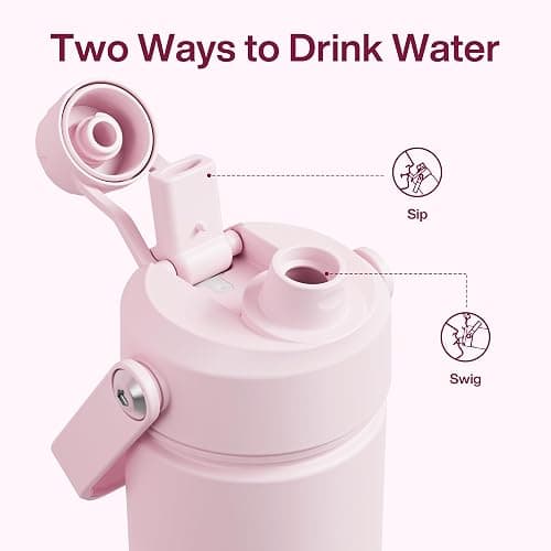 ENCOOL Insulated Water Bottle with Straw Stainless Steel Water Bottle, Leak-Proof, BPA-Free, Double Wall Vacuum Keeps Cold for 24 Hours for Sports, Travel, School (26 oz, Cotton Candy) thumbnail 6