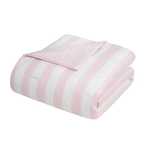 Juicy Couture Cabana Stripe Reversible Bedding Set - Queen/Full Size - Dogwood Pink/White Stripe Print – 6 Piece Set – Includes 1 90" x 90" Comforter, 3 Decorative Pillows, 2 Shams thumbnail 5
