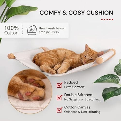 7 Ruby Road Cat Hammock Wall Mounted Shelf with Two Steps Set - Wall Shelves and Perches for Sleeping, Playing, Climbing and Lounging - Modern Cat Bed & Furniture for Indoor and Large Cats or Kitty thumbnail 4