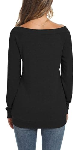 YSYOKOW Womens Cute Sexy Off Shoulder Blouses Long Sleeve Boat Neck Tunics Tops thumbnail 3