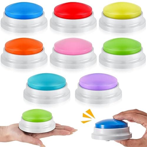 Honoson 8 Pieces Recordable Answer Buzzers Button for Trivia Games Show Buzzers Recording Buttons Gifts for Classroom Team(Elegant Color) - Image 1