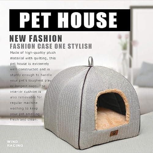 WINDRACING Cat Bed for Indoor Cats - Cat Cave Beds Cat House Cat Tent with Removable Washable Cushioned Pillow, Soft Kitten beds,Cat Beds & Furniture, for Small and Medium Pet Bed thumbnail 6
