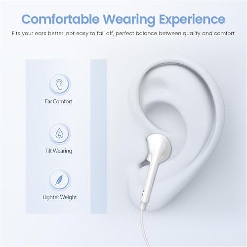 USB C Headphones for iPhone 17, Type C Earbuds Wired Earbuds with Microphone & Remote Control Noise Cancelling Earphones, Compatible with iPhone 17 Pro Max, iPad Pro, Most USB C Jack Devices thumbnail 4