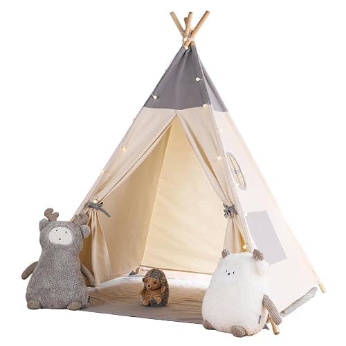 besrey Teepee Tent for Kids with Light & Mat, Toddler Tents Indoor Play Tent Playhouse, Toddler Tipi Cotton, tee Pee Tents for Kids Indoor, Boys & Girls Teepee,Children Room Playhouse thumbnail 5