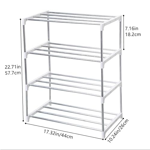 Jucaifu Stackable Small Shoe Rack, Entryway, Hallway and Closet Space Saving Storage and Organization (4-Tier, White) thumbnail 3