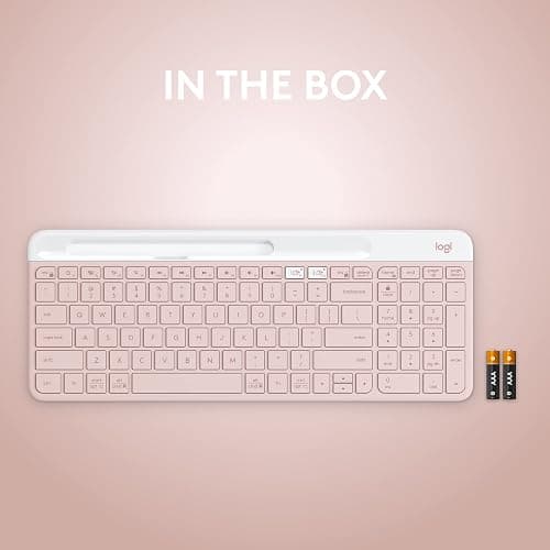 Logitech K585 Multi-Device Slim Wireless Keyboard, Built-in Cradle for Device; for Laptop, Tablet, Desktop, Smartphone, Win/Mac, Bluetooth/Receiver, Compact, Easy Switch, 24 Month Battery - Rose thumbnail 6
